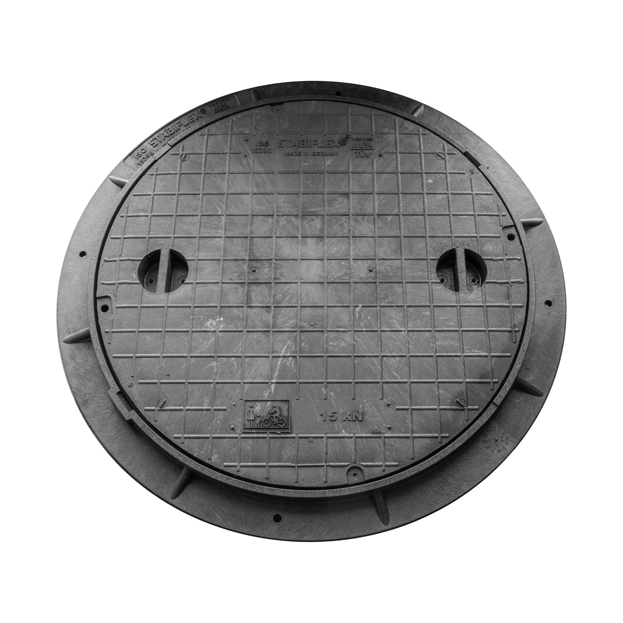 Schachtabdeckung mit Flanschrahmen 15 kN mit Griffmulden