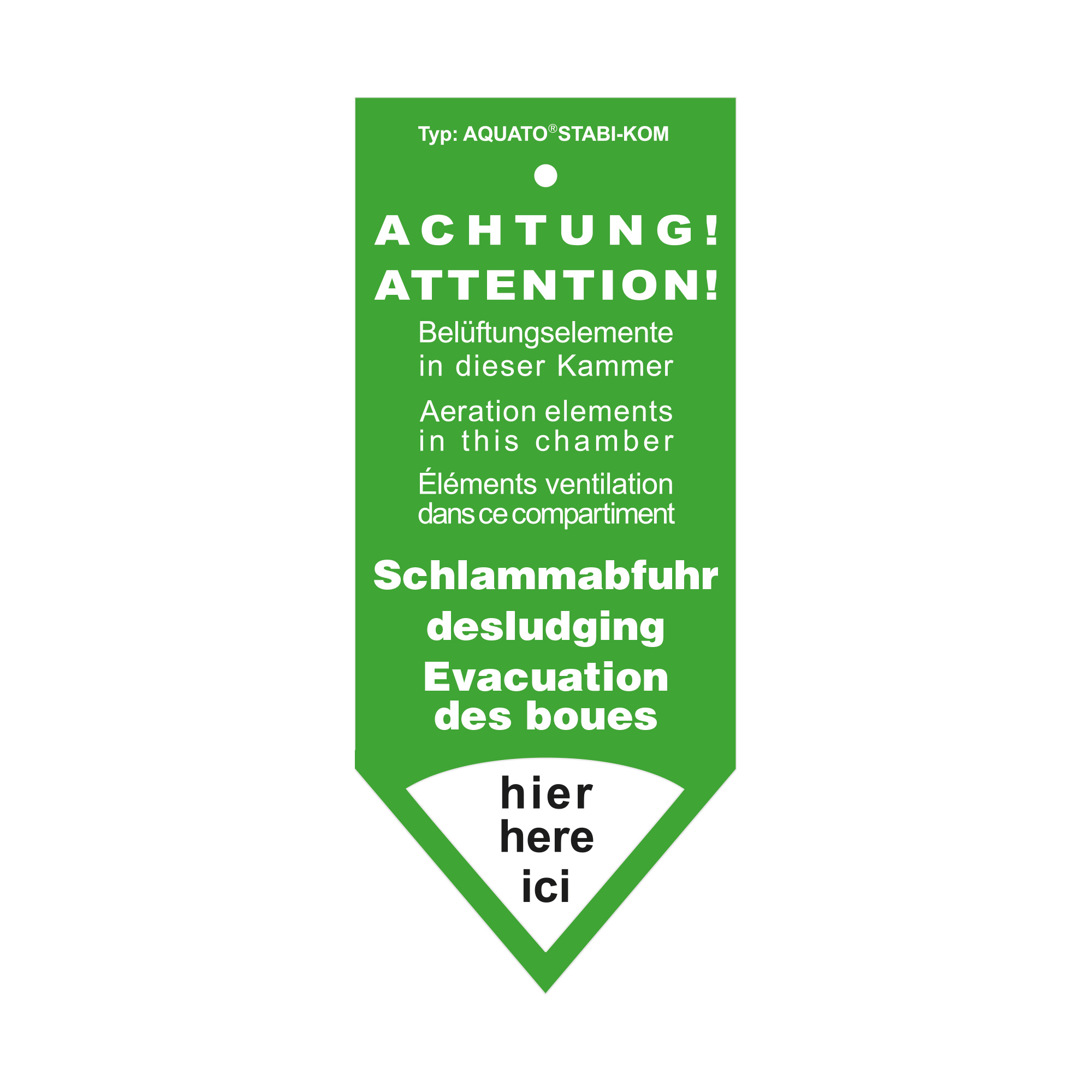 Hinweisschild Achtung Belüftungselemente; SSB 23,5x10; grün