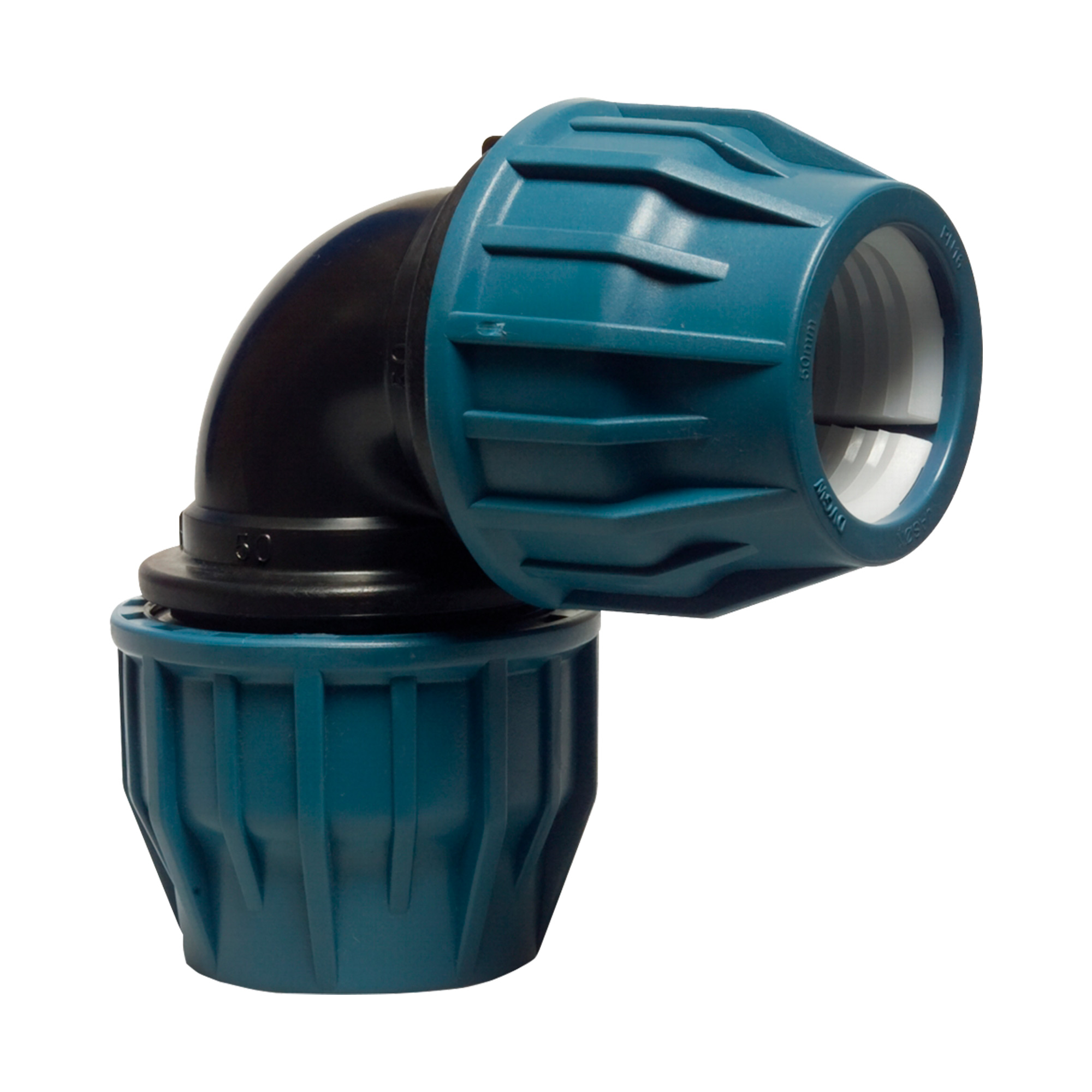 PP clamp elbow 90° double 50 mm x 50 mm