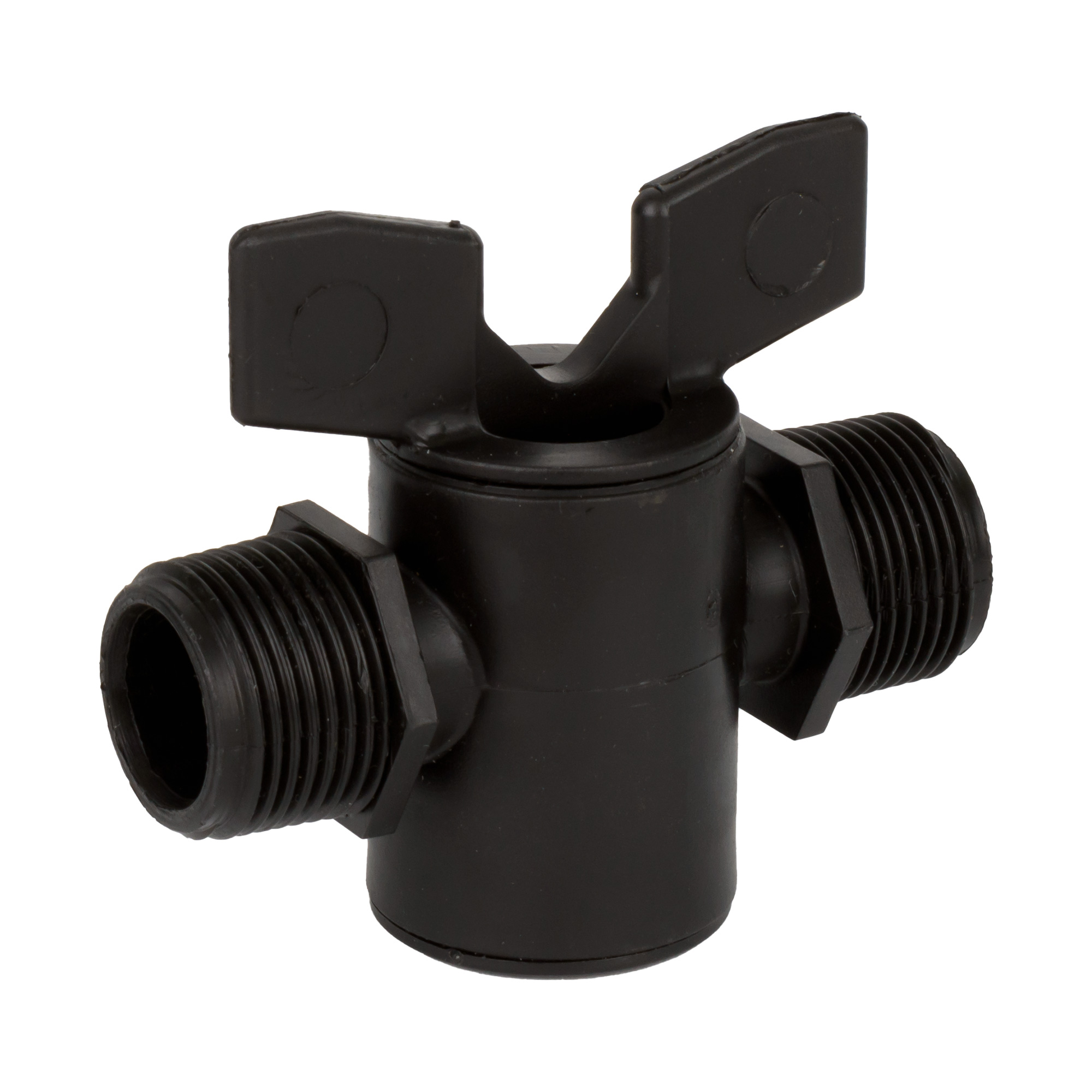 PP Absperrhahn 2 x 3/4" AG schwarz