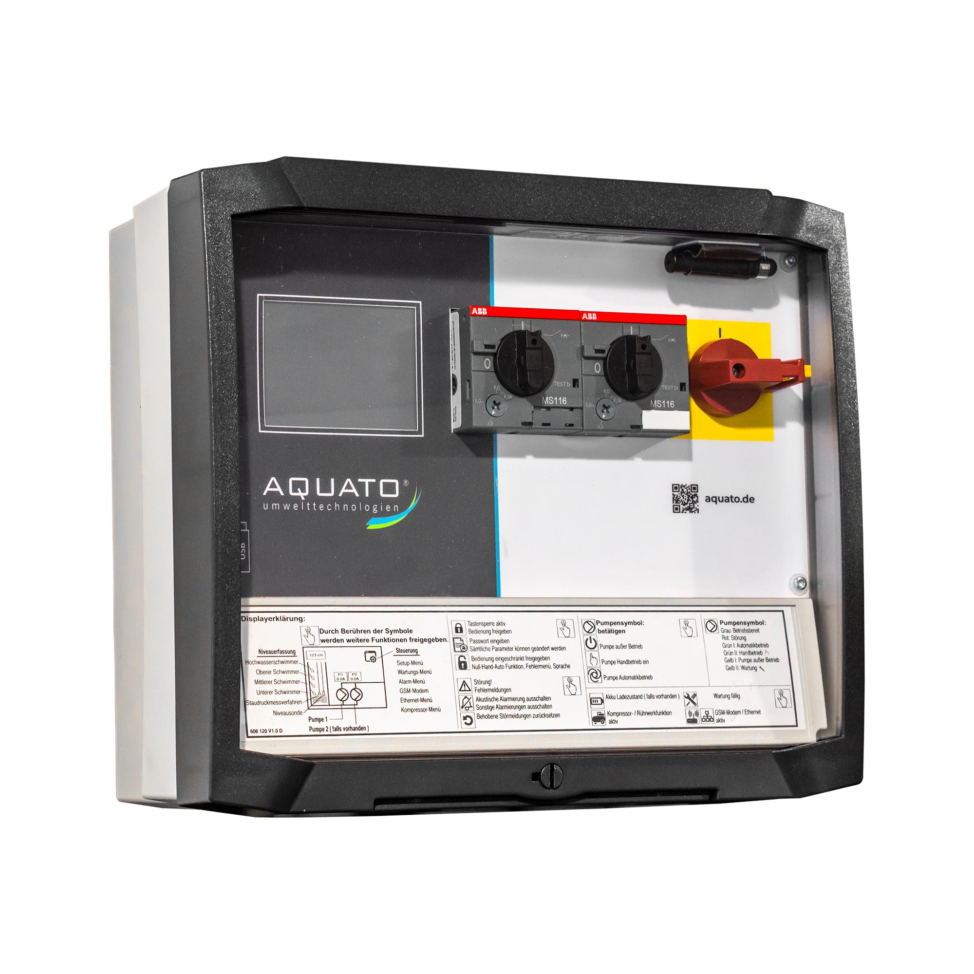Doppel-Pumpensteuerung Typ P2-B; Touchdisplay; 3x 400 V; Motorschutz 6,3-9,0 A