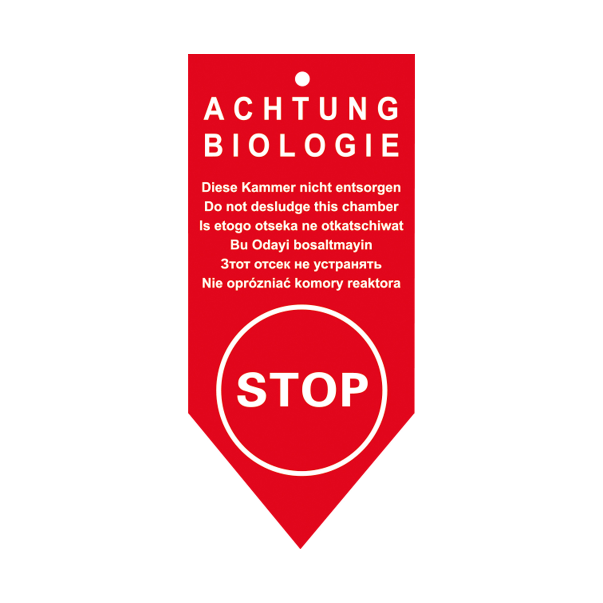 Hinweisschild Achtung Biologie; SBR 23,5x10; rot