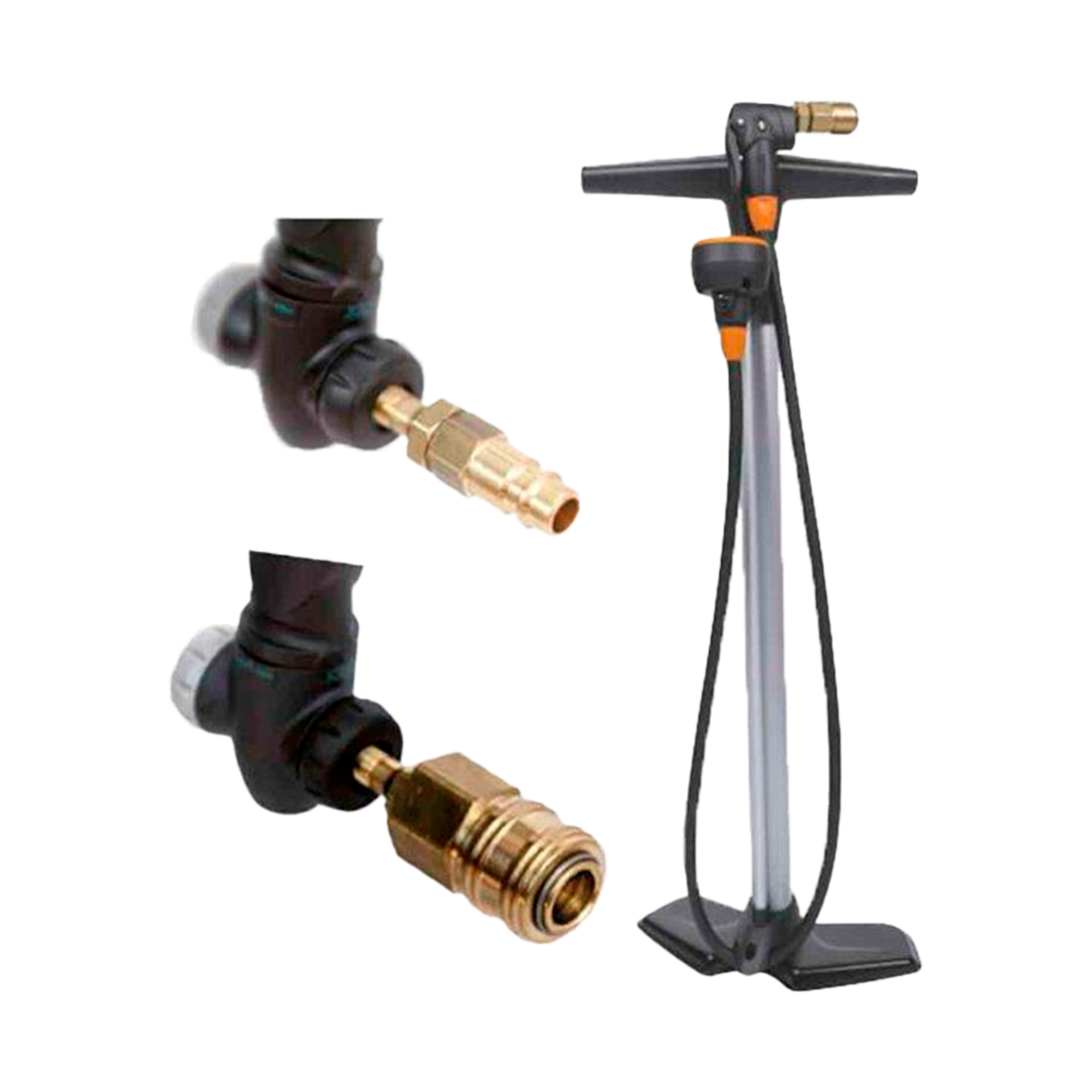 Handluftpumpe zur Befüllung der Rohrdichtkissen mit Adapter für die Füllschläuche